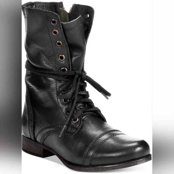Steve Madden Black Troopa Combat Ankle Boots - Picture 8 of 9